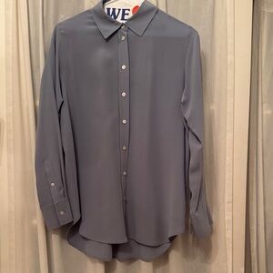 Everlane Silk Blue Button-Up Blouse
